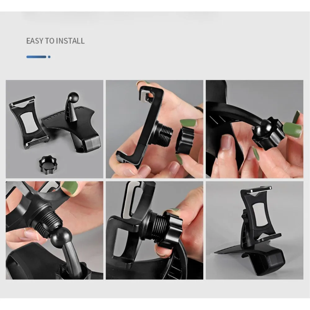 3 in 1 Car GPS Smartphone Holder: Dashboard / Visor Clamp   AC Grid Clip for GiONEE M5 Marathon mini (2016) - Black