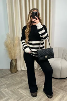 Carter black& beige knitted jumper and trousers loungewear set