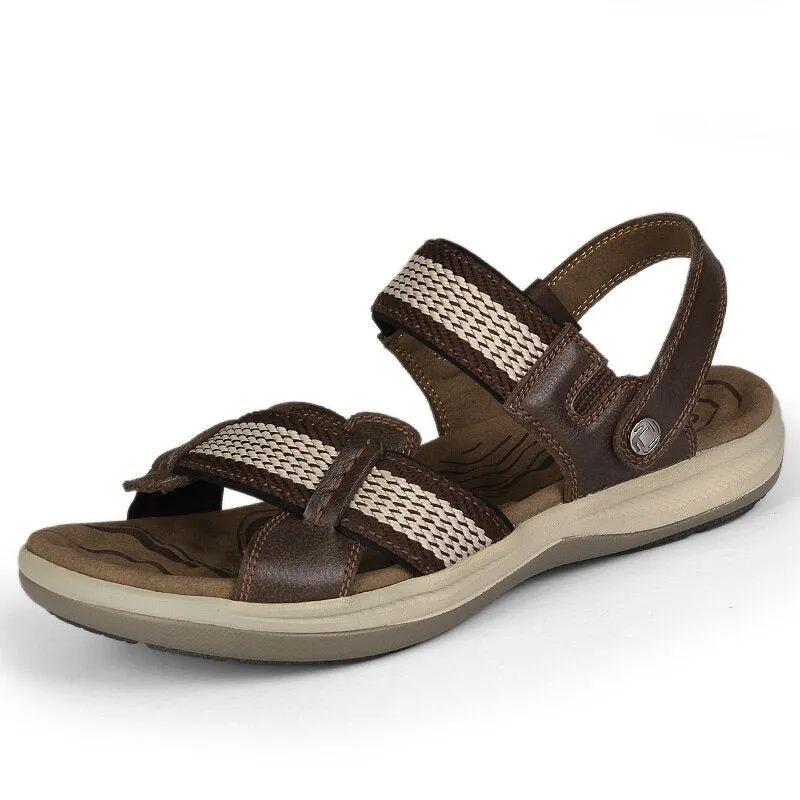 Cuzcare Orthopedic Sandals Men Leather Comfortable Summer Arch Support