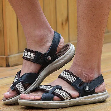 Cuzcare Orthopedic Sandals Men Leather Comfortable Summer Arch Support
