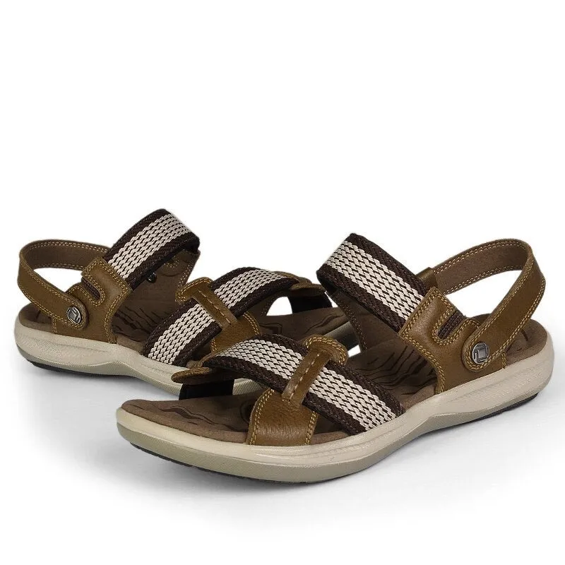 Cuzcare Orthopedic Sandals Men Leather Comfortable Summer Arch Support