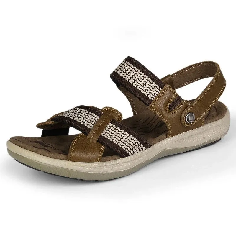 Cuzcare Orthopedic Sandals Men Leather Comfortable Summer Arch Support
