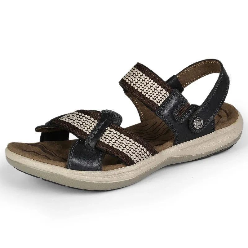 Cuzcare Orthopedic Sandals Men Leather Comfortable Summer Arch Support