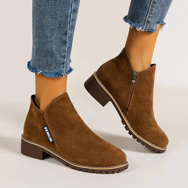 Cuzcare Orthopedic Women Ankle Boots Suede Warm Zipper NonSkid Fashion Designed