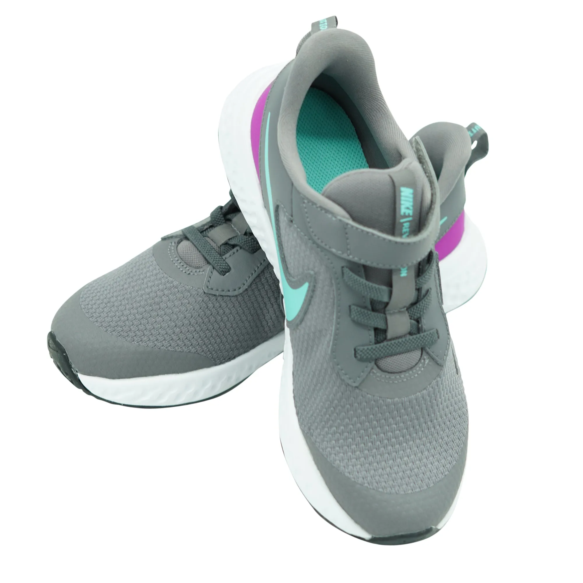 Nike Kid's Revolution 5 Stay Put Running Athletic Shoes Gray Size 3Y