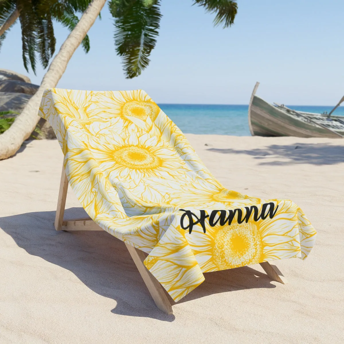 Personalized Sunflower Beach Towel  Quick-Dry, Sand-Free & Soft