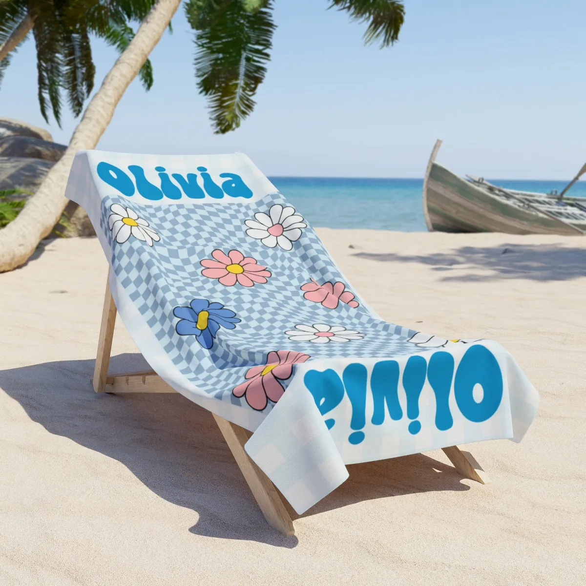 Retro Daisy Beach Towel  Quick-Dry, Sand-Free & Personalized