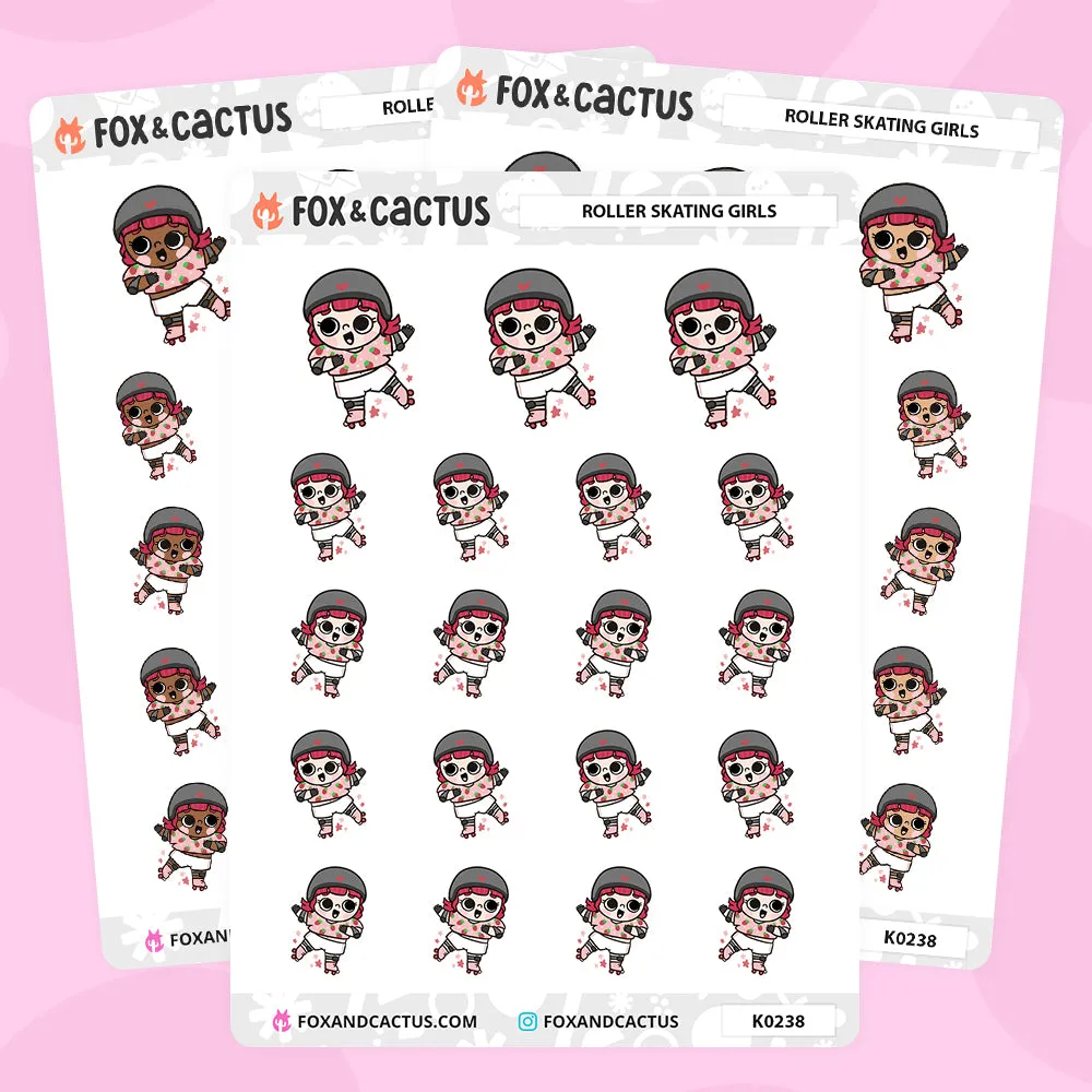 Roller Skating (Red Hair) Kawaii Girl Stickers