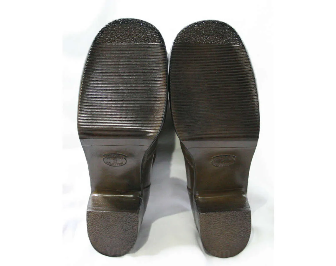 Size 5 Black & Brown 60s Boots - Waterproof Rubber - Sophisticated 1960s Street Style - Color Block - Lined - Unworn - Deadstock - 43293-3