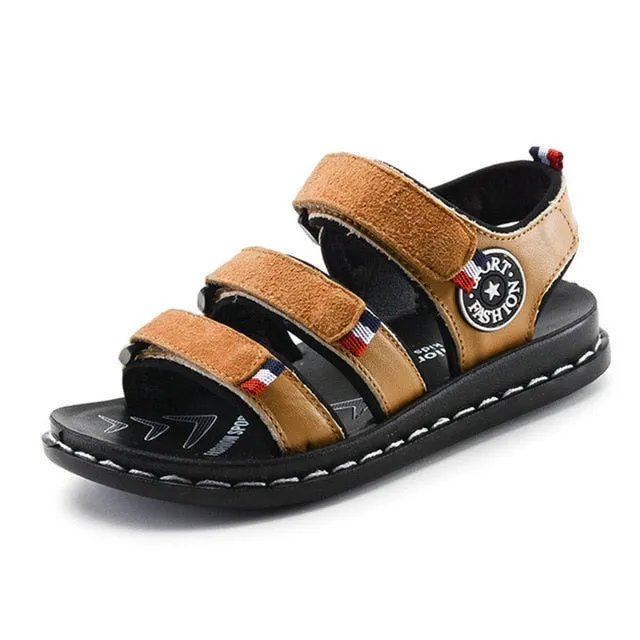 Summer Kids Sandals For Boys Children Sandals For Boys Toddler Wide Sandals For Boys Rubber Flat With Soft Leather Hook & Loop