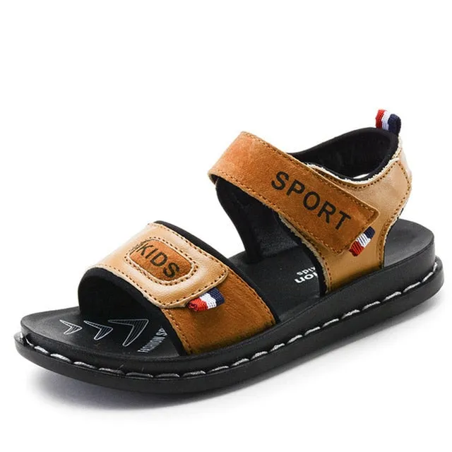 Summer Kids Sandals For Boys Children Sandals For Boys Toddler Wide Sandals For Boys Rubber Flat With Soft Leather Hook & Loop