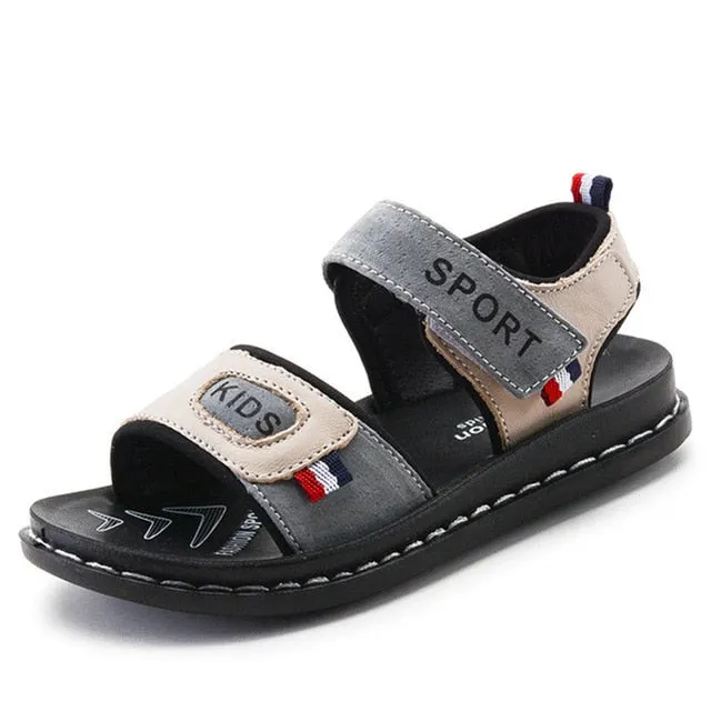 Summer Kids Sandals For Boys Children Sandals For Boys Toddler Wide Sandals For Boys Rubber Flat With Soft Leather Hook & Loop