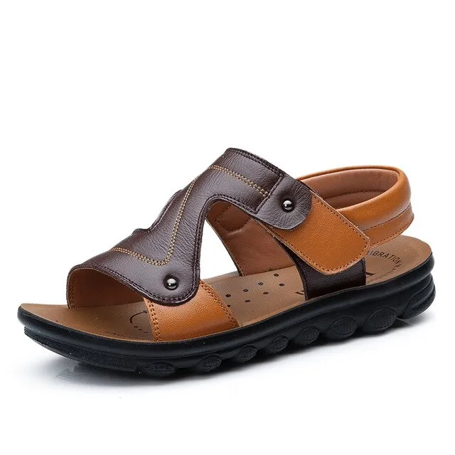 Summer Kids Sandals For Boys Children Sandals For Boys Toddler Wide Sandals For Boys Rubber Flat With Soft Leather Hook & Loop