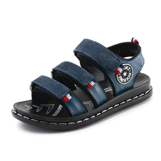 Summer Kids Sandals For Boys Children Sandals For Boys Toddler Wide Sandals For Boys Rubber Flat With Soft Leather Hook & Loop