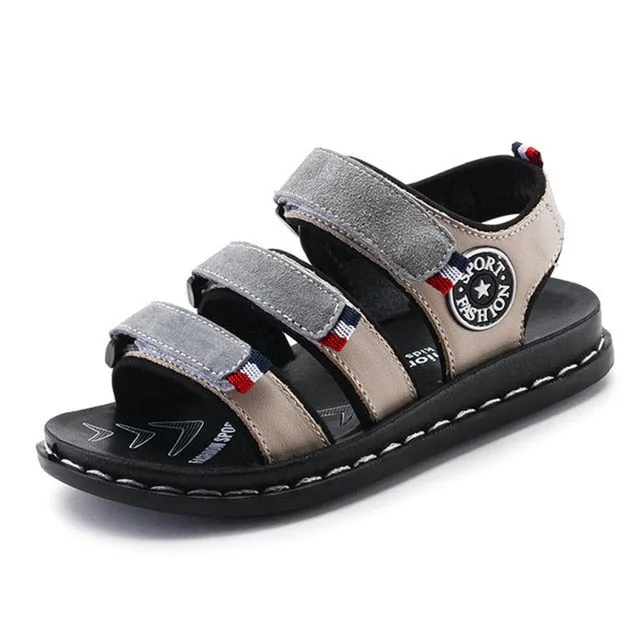 Summer Kids Sandals For Boys Children Sandals For Boys Toddler Wide Sandals For Boys Rubber Flat With Soft Leather Hook & Loop