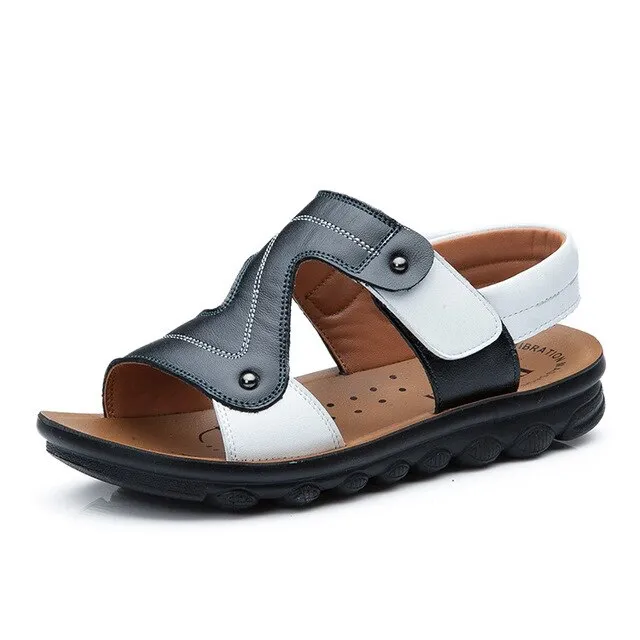 Summer Kids Sandals For Boys Children Sandals For Boys Toddler Wide Sandals For Boys Rubber Flat With Soft Leather Hook & Loop
