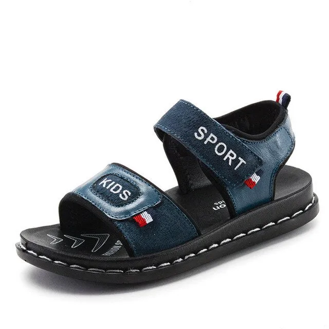 Summer Kids Sandals For Boys Children Sandals For Boys Toddler Wide Sandals For Boys Rubber Flat With Soft Leather Hook & Loop